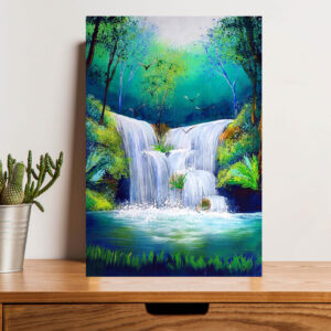 British Terminal Beautiful Nature waterfall vastu Painting Poster Waterproof Vinyl Sticker Poster for Home Decor