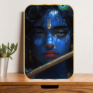 British Terminal Shree Krishna aesthetic Wall Art Painting Golden Frame