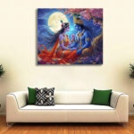 British Terminal Radha Krishna Canvas Print For Wall Decoration Big Size Large Canvas Kahna Wall Painting For Home Decor, Living Room, Bedroom, Office and Decoration