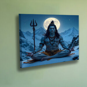 British Terminal Lord Shiva Cosmic Canvas Art – Meditative Tandava Form in Celestial Universe | Spiritual Hindu Wall Decor for Home & Temple