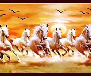 British Terminal® Vastu Seven Lucky Running Horses Fully Waterproof Large Size Vinyl Sticker Poster