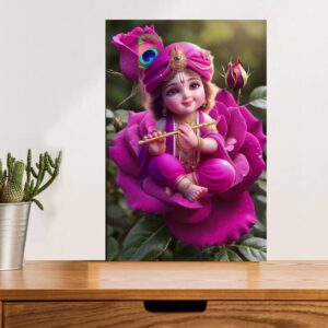 British Terminal Cute little Bal Gopal Baby God Krishna| Kanha Ji | Laddu Lord Makhan Chor Painting Religious Poster
