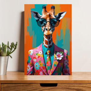 British Terminal Quirky Giraffe in Floral Suit