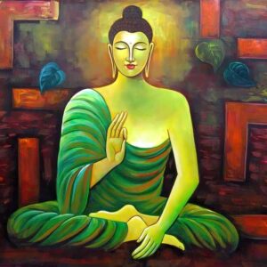 British Terminal Lord Gautam Buddha Painting Poster Fully Waterproof Vinyl Sticker Print for Living Room,Bedroom,Office,Kids Room,Hall