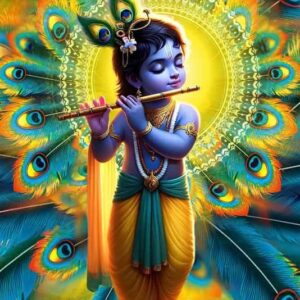 British Terminal® Cute little Bal Gopal Baby God Krishna| Kanha Ji | Laddu Lord Makhan Chor Painting Religious Poster for Pregnant Women for wall