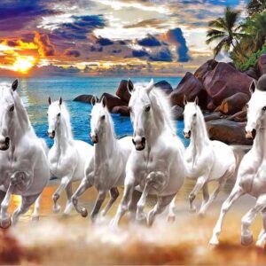 BritishTerminal Vastu Seven Lucky Running Horses Waterproof Vinyl Sticker Poster