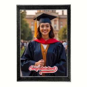 British Terminal Personalized Graduation Photo Frame, Congratulations Wall Mount Display, Black Wooden Frame with Custom Photo Upload