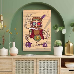 British Terminal Neon Trippy Smoking Weed Painting Poster Waterproof Vinyl Sticker for Home Decor