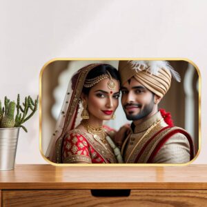 British Terminal Wall Mount Sparkel Lamination landscape Photo Frame, Golden, Customizable Picture for Anniversary, Birthday, Special Moments