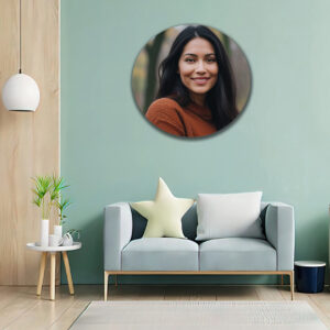 British Terminal Personalized and Customize Your Photo Upload On Canvas Painting Wall Art Print Picture digitally wrapped Circle wooden frame