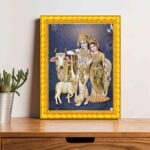 British Terminal Lord Radhe Krishna,Golden Frame Wall Art, Religious Hindu, Home Decor