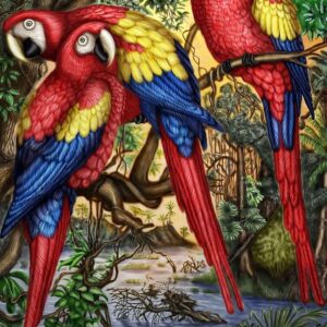 British Terminal® Beautiful Parrots Canvas Painting Poster Waterproof for Home Decor