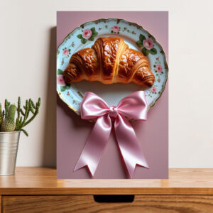 British Terminal Charming Croissant and Bow Still Life Wall Art Poster