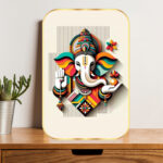 British Terminal Shree Ganesh Ji Golden Photo Frame Wall Art