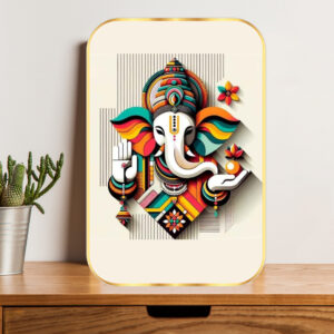 British Terminal Shree Ganesh Ji Golden Photo Frame Wall Art