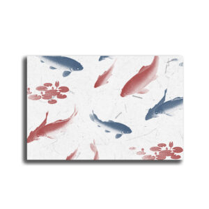 Blue and red koi fish patterned Canvas Wall Art
