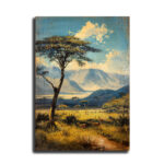 Savanna serenity a majestic gathering of giraffes Canvas Wall Art