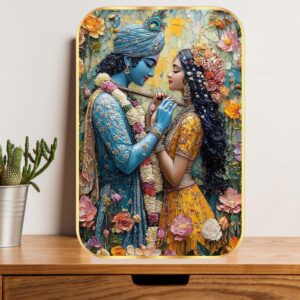 British Terminal Shree Radhe Krishna Golden Framed Painting