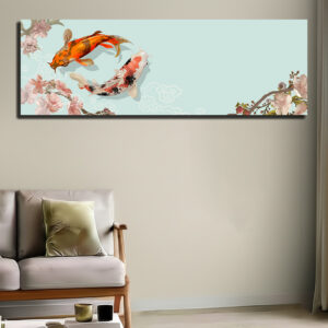 Beautiful Japanese Koi Fish Panoramic Canvas Wall Art Print