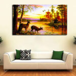 Sunset lake Canvas Big Rectangle Wall Painting