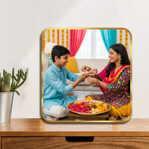 Customize Your Raksha Bandhan Sparkle Golden Photo Frame