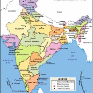 wallpics India Map Fully Waterproof Vinyl Sticker Poster